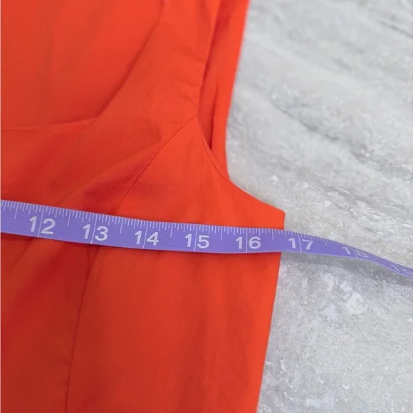 Ann Taylor NWT Orange Fit & Flare Dress Size 2 Cotton Square Neck Midi - Picture 10 of 10